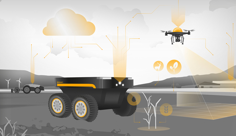 Mit den Sensor- und Kameraanwendungen von Continental können Drohnen und Roboter zahlreiche Daten über den Zustand von Feldern und Pflanzen sammeln.